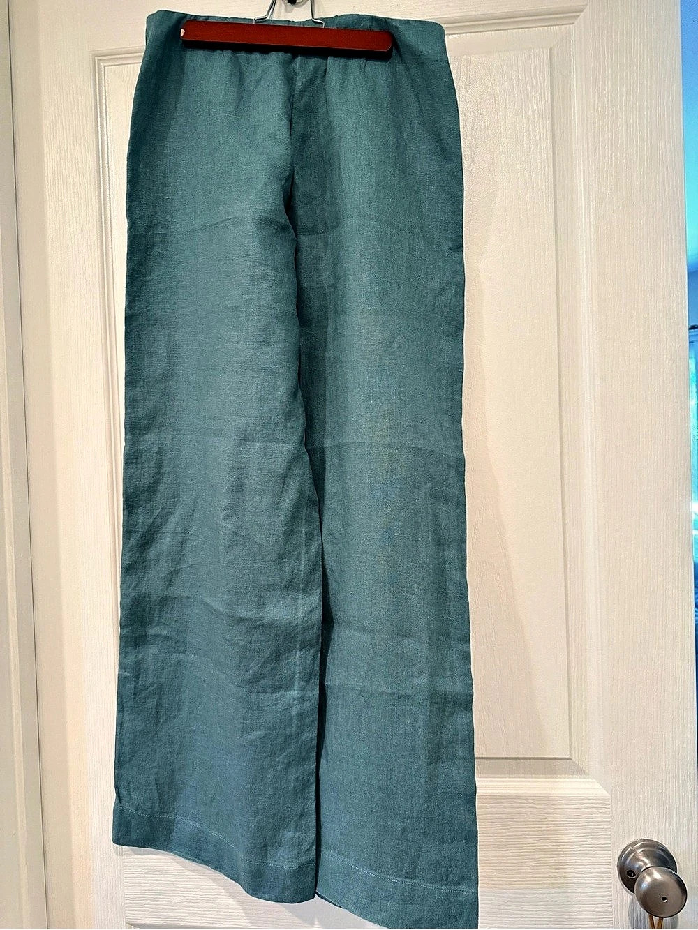 100% Linen Wide Leg Linen Pants in Green